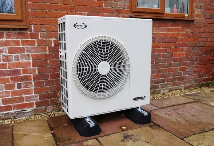Which type of air source heat pump is mostly used in the UK